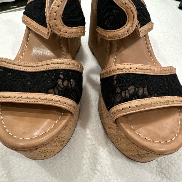 House of Harlow 1960 platform Gladys wedge sandals cork black lace size 40 - Picture 7 of 8